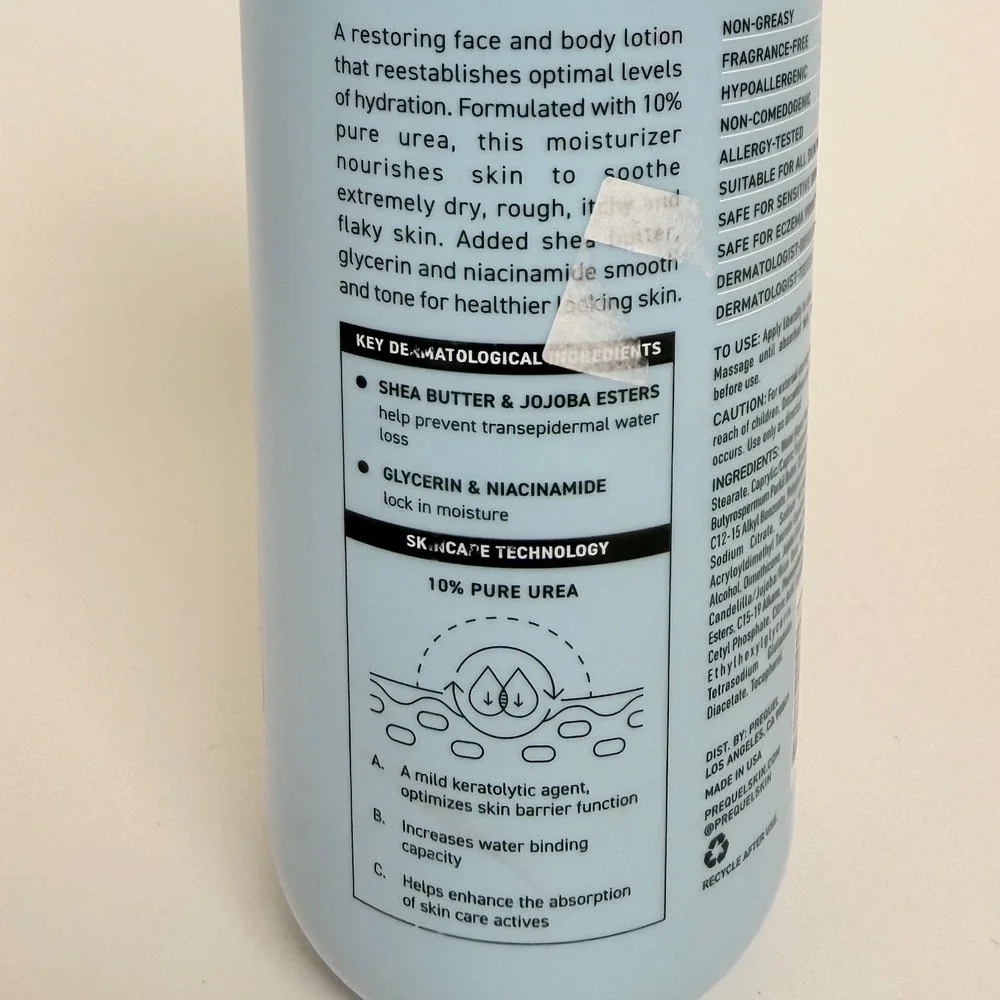 Prequel Urea Advanced Relief Moisturizing Milk 10% Urea Face Body 13.5oz New